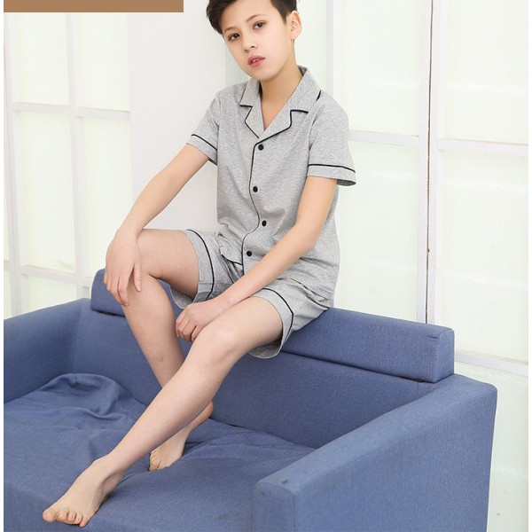 Pijamas Niños Verano Algodón Traje - Gris