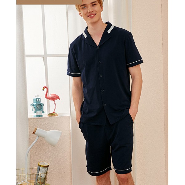 Pijamas Hombre Pijama Camisero Verano - Negro