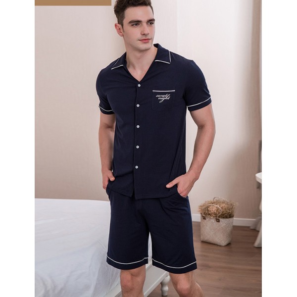 Pijamas Camisero Verano Traje Hombre - Negro