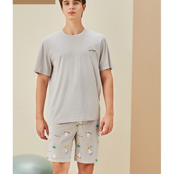 Pijamas Hombre Estampado Animal Verano - Gris