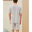 Pijamas Hombre Estampado Animal Verano - Gris