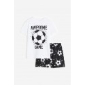 Pijama estampado de algodón Negro/Balones de fútbol